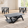Modern 3-Piece Wood Coffee & End Table Set with Black Legs