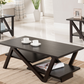 Modern 3-Piece Wood Coffee & End Table Set with Black Legs