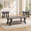 Modern 3-Piece Wood Coffee & End Table Set with Shelves & Black Legs
