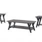 Modern 3-Piece Wood Coffee & End Table Set with Shelves & Black Legs