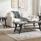 Modern 3-Piece Wood Coffee & End Table Set with Shelves & Black Legs