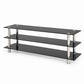 IF 5004 black tempered glass and chrome 60-inch TV stand on a clean white background, without a TV