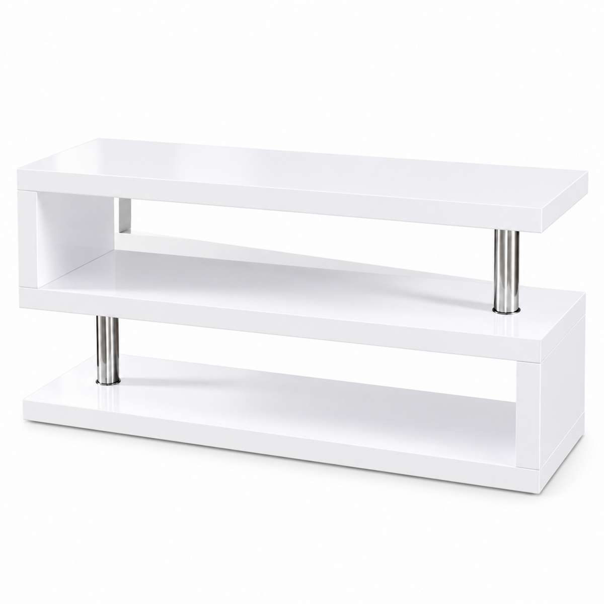 Modern High-Gloss White & Chrome 48-Inch TV Stand