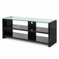 Modern High-Gloss Black 48-Inch TV Stand with Glass Top