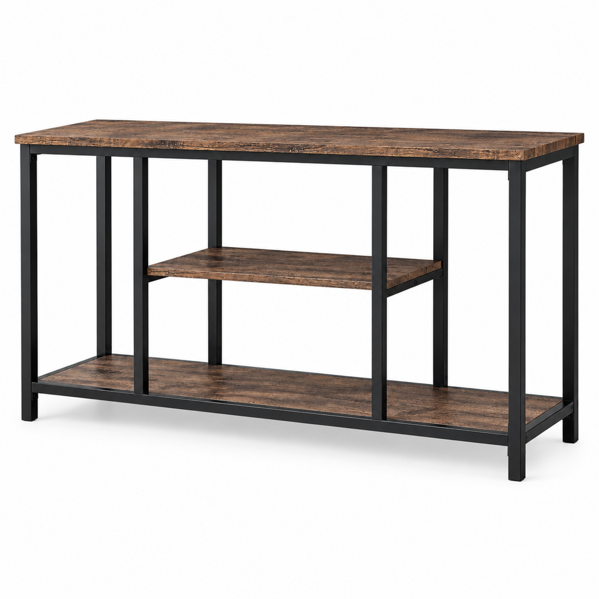 Modern Distressed Wood & Black Metal 48-Inch TV Stand