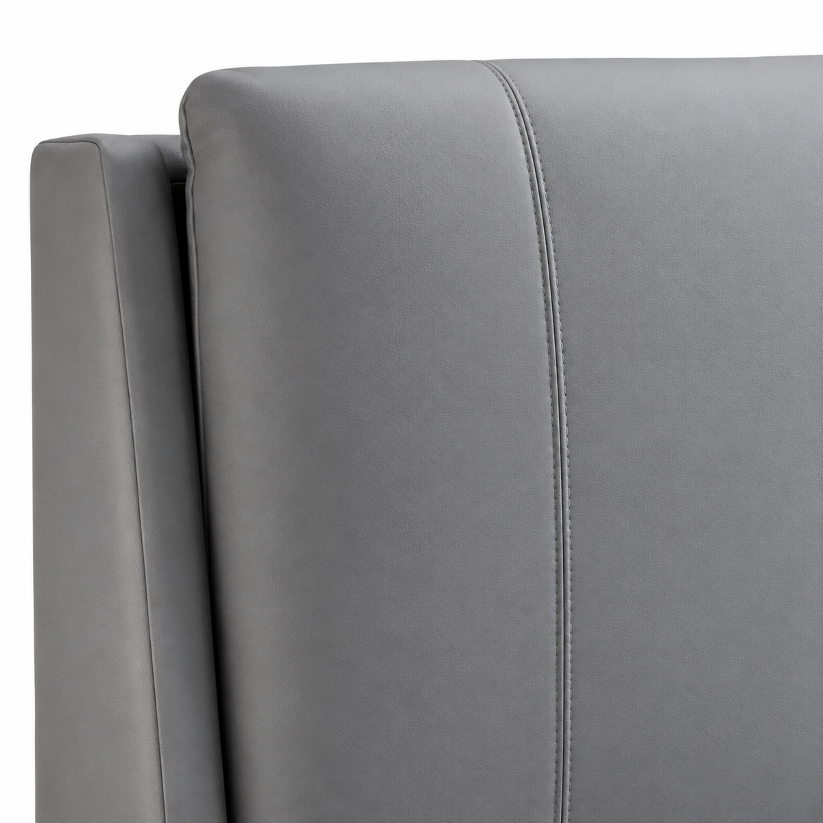 Amelia Collection Grey PU Upholstered Platform Bed with Padded Pillow Headboard — supplier bed detail 2