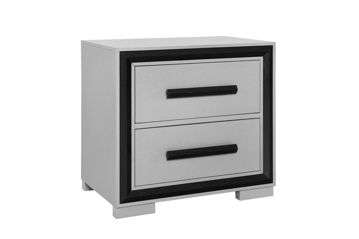 Grey PU Upholstered Platform Bedroom Set with Amelia Case Goods