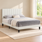 Black, White or Grey Vertical-Tufted Upholstered Platform Bed Frame