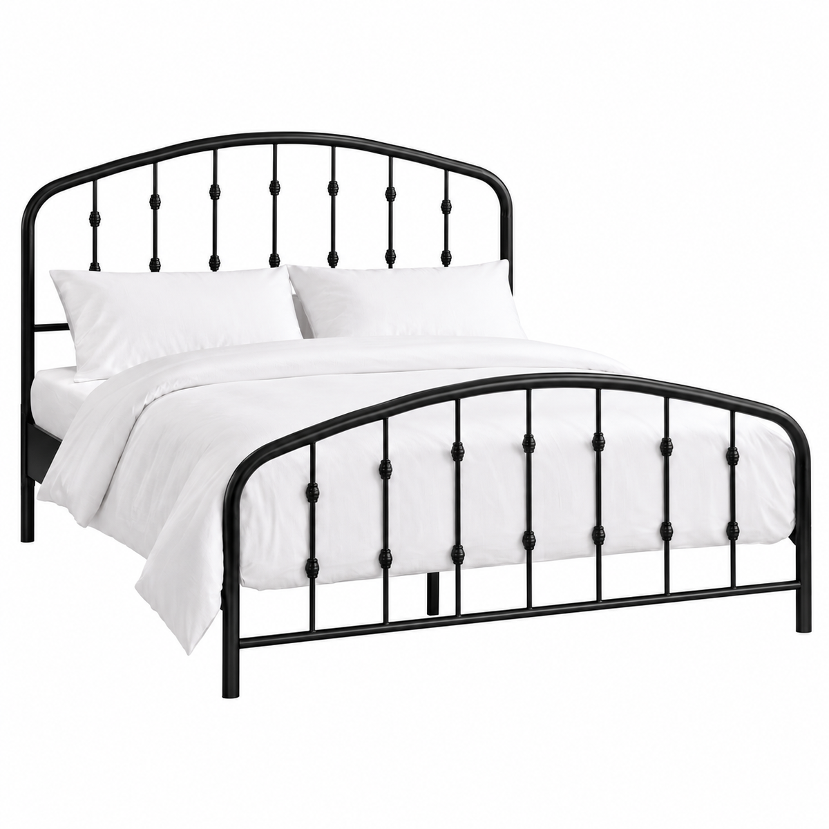 Black Steel Contemporary Platform Bed Frame – Tall Headboard — clean product view