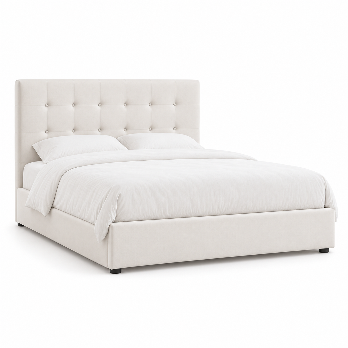 Cream Upholstered Hydraulic Storage Bed Frame — clean product view