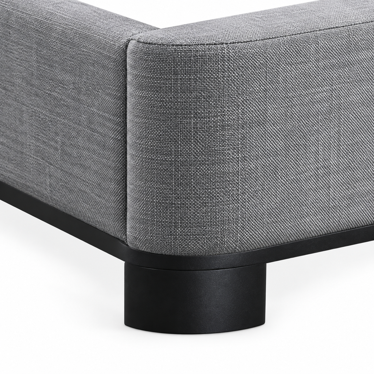 Light Grey Upholstered Rounded-Headboard Bed Frame — supplier bed detail 2