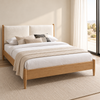 Natural Oak Upholstered Bed Frame — lifestyle view, bed only