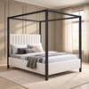Beige Upholstered Canopy Bed Frame — lifestyle view, bed only