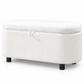 White Oval Channel-Tufted Storage Bench — IF-6212 White, closed product on clean white background