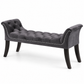 Velvet Button-Tufted Bench with Nailhead Trim — IF-6230 Grey, closed product on clean white background