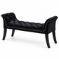 Velvet Button-Tufted Bench with Nailhead Trim — IF-6231 Black, closed product on clean white background