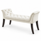 Velvet Button-Tufted Bench with Nailhead Trim — IF-6233 Cream, closed product on clean white background