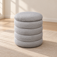 Round Teddy Bear Fabric Channel-Tufted Storage Ottoman — IF-6241 Grey, main lifestyle image