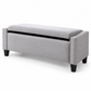 Light Grey Fabric Storage Bench with Nailhead Trim — IF-6250 Light Grey, storage feature on clean white background