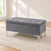Compact Velvet Tufted Storage Bench with Chrome Legs — IF-6255 Grey, main lifestyle image