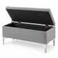 Compact Velvet Tufted Storage Bench with Chrome Legs — IF-6255 Grey, storage feature on clean white background