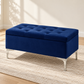 Compact Velvet Tufted Storage Bench with Chrome Legs — IF-6257 Blue, main lifestyle image