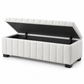 Teddy Bear Fabric Channel-Tufted Storage Bench — IF-6260 White, storage feature on clean white background