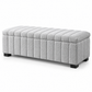 Teddy Bear Fabric Channel-Tufted Storage Bench — IF-6261 Grey, closed product on clean white background