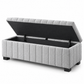 Teddy Bear Fabric Channel-Tufted Storage Bench — IF-6261 Grey, storage feature on clean white background
