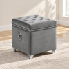 Velvet Tufted Storage Ottoman with Chrome Ring — IF-6295 Grey, main lifestyle image