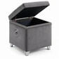 Velvet Tufted Storage Ottoman with Chrome Ring — IF-6295 Grey, storage feature on clean white background
