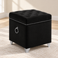 Velvet Tufted Storage Ottoman with Chrome Ring — IF-6296 Black, main lifestyle image