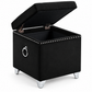 Velvet Tufted Storage Ottoman with Chrome Ring — IF-6296 Black, storage feature on clean white background