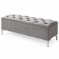 Velvet Tufted Storage Bench with Chrome Legs — IF-6500 Grey, closed product on clean white background