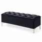 Velvet Tufted Storage Bench with Chrome Legs — IF-6501 Black, closed product on clean white background