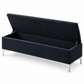 Velvet Tufted Storage Bench with Chrome Legs — IF-6501 Black, storage feature on clean white background