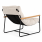 IF-665 cream tufted accent chair — rear view showing black frame and wood armrests, white background