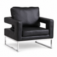 Black PU Accent Chair with Chrome Frame — Black, clean white background product image