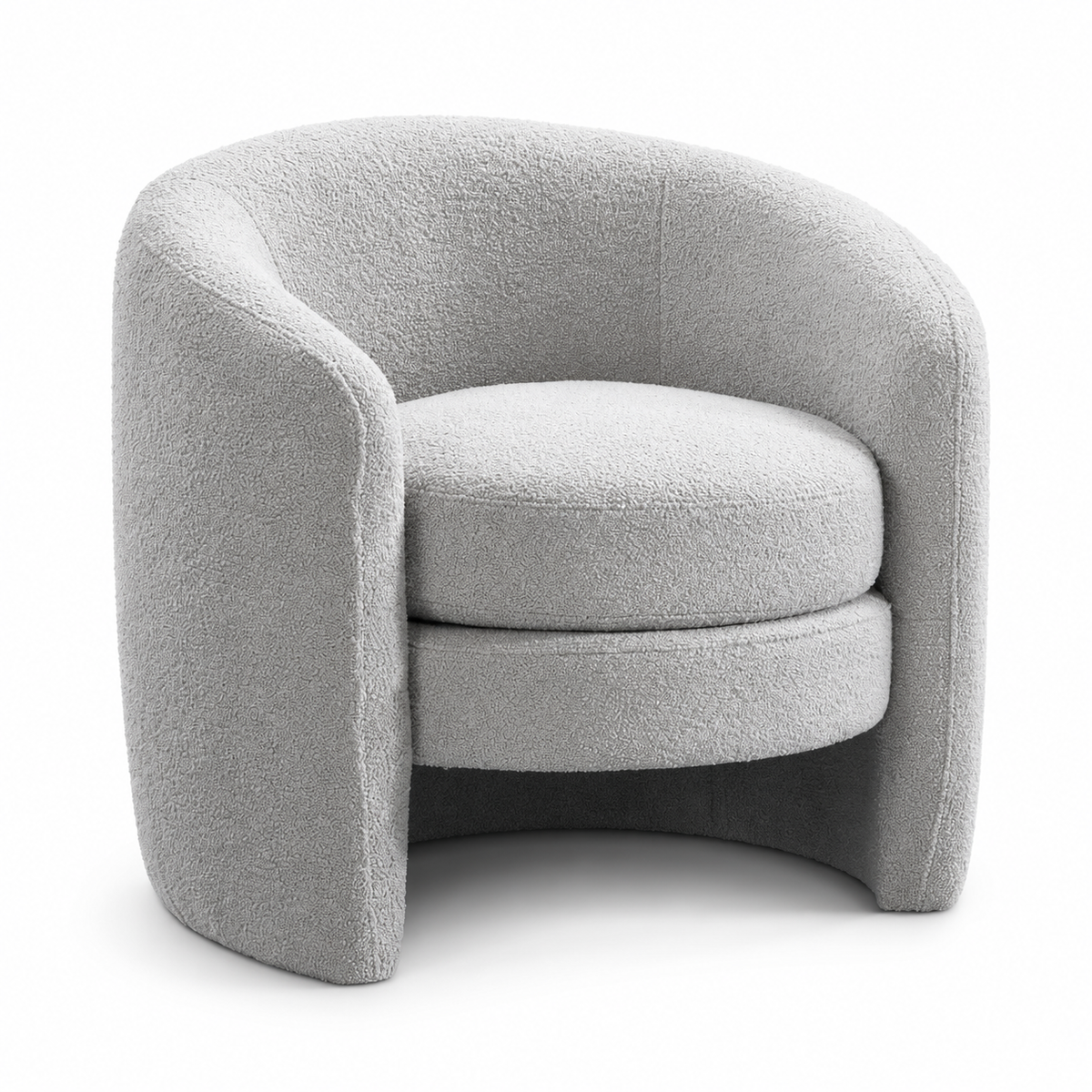 Teddy Bear Fabric Barrel Accent Chair — Grey, clean white background product image
