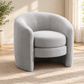 Teddy Bear Fabric Barrel Accent Chair — Grey, single chair lifestyle image