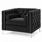 Black Tufted Velvet Chair — Black, clean white background product image