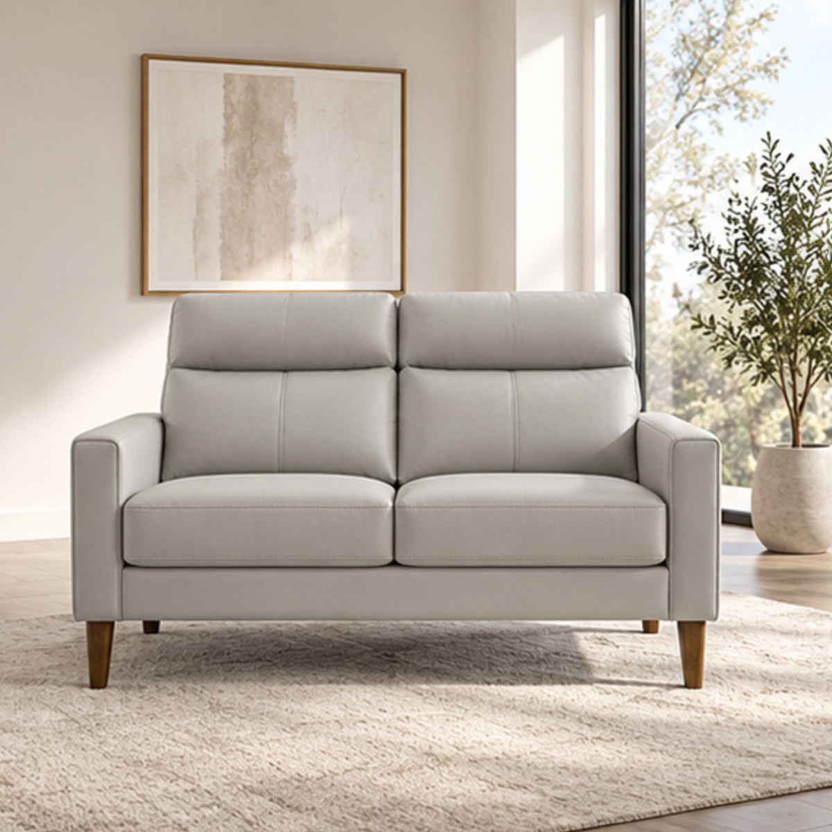 Modern Leather-Match Loveseat — loveseat lifestyle