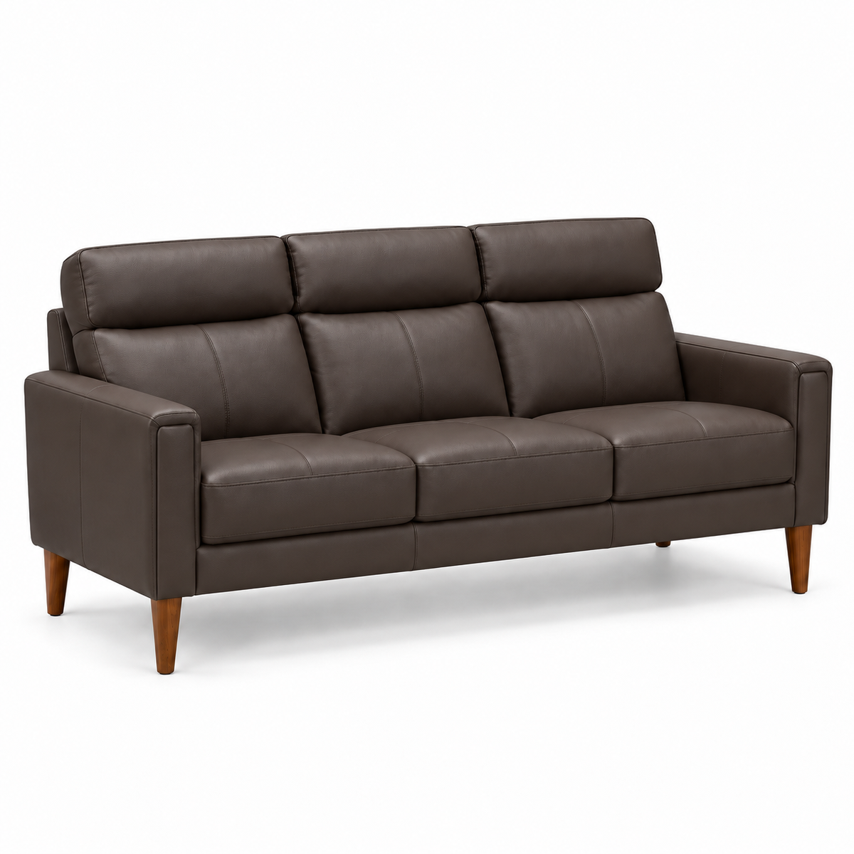 Modern Dark Chocolate Brown or Cream Leather-Match 3-Seater Sofa – IF-8011-S clean sofa on white background