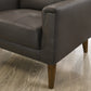 Modern Dark Chocolate Brown or Cream Leather-Match 3-Seater Sofa – Leather-match arm and leg detail (IF-8011-S)