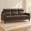 Modern Dark Chocolate Brown or Cream Leather-Match 3-Seater Sofa – Modern Dark Chocolate Brown Leather Match, sofa only in a warm living room