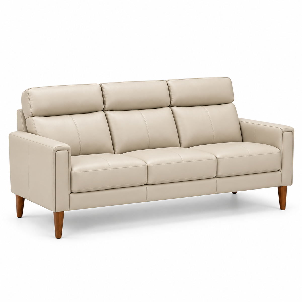 Modern Dark Chocolate Brown or Cream Leather-Match 3-Seater Sofa – IF-8012-S clean sofa on white background