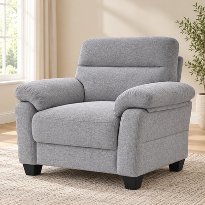 Modern Light Grey Accent Chair — Light Grey, single chair lifestyle image