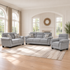 Modern Light Grey Performance Fabric 3-Piece Sofa, Loveseat & Chair Set — Default Title, full 3-piece set main lifestyle image
