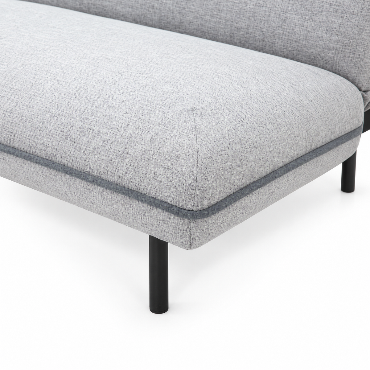 Light Grey Memory-Foam Sofa Bed with Dark Grey Piping — IF-8035 IFDC feature or fabric detail