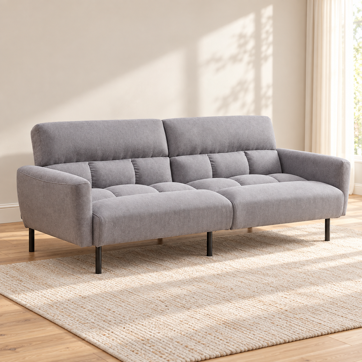 Modern Memory-Foam Split-Back Sofa Bed with Removable Arms — IF-8041 lifestyle sofa, Grey Fabric